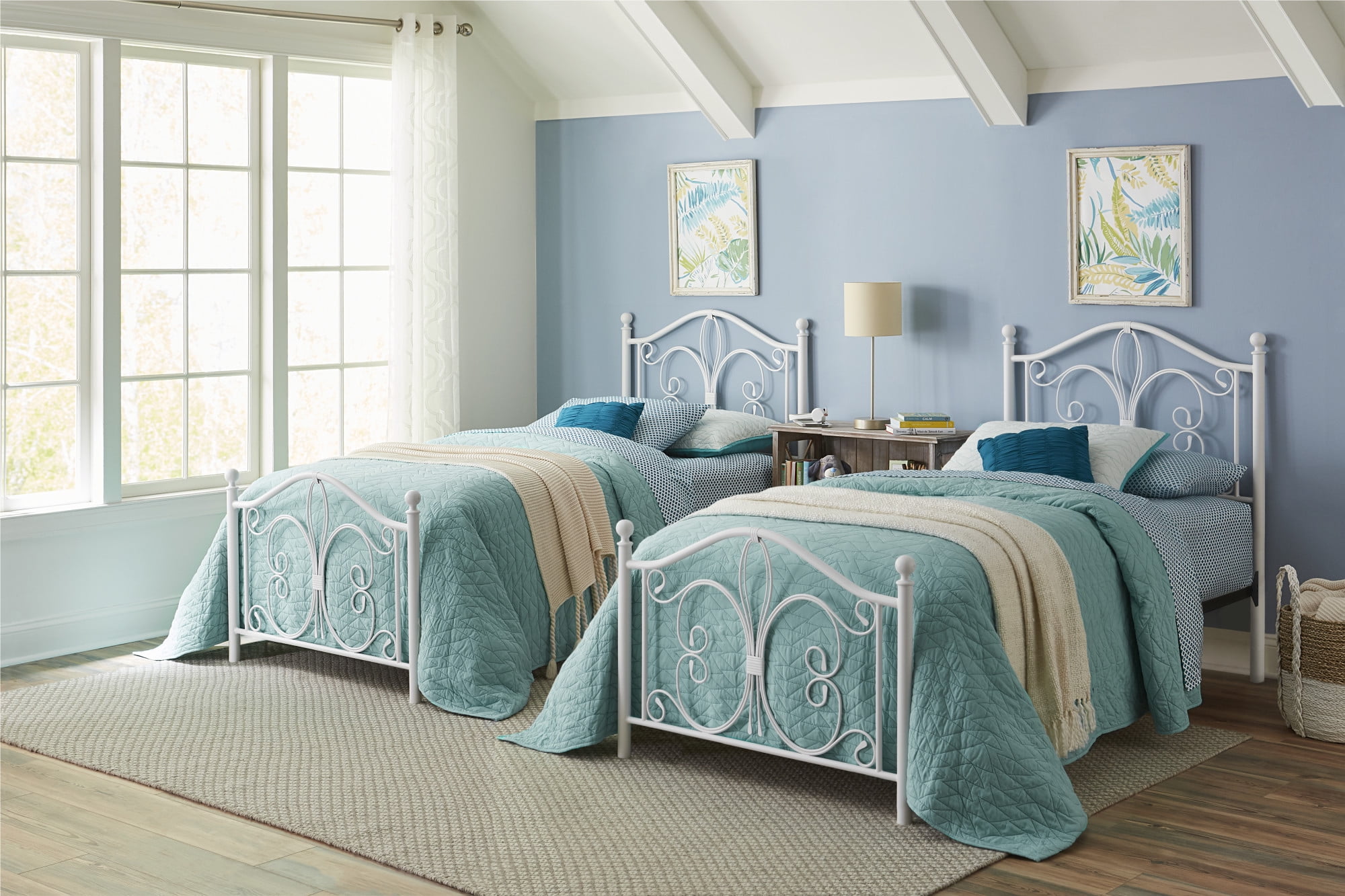 Hillsdale Furniture Ruby Textured White Metal Scroll Twin Bed