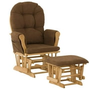 Stork Craft Custom Hoop Glider & Ottoman-Color:Chocolate Cushions,Finish:Natural Finish