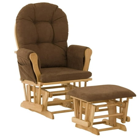 Stork Craft Custom Hoop Glider & Ottoman-Color:Chocolate Cushions,Finish:Natural Finish