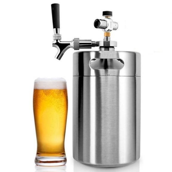 NutriChef Homebrew 128oz Double Walled Mini Keg Beer/Beverage Dispenser