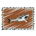 thumbnail image 1 of Shark Cutting Board, Killer Sea Creature Swimming in the Ocean in Grunge Graphic, Decorative Tempered Glass Cutting and Serving Board, Large Size, Black White Burnt Sienna, by Ambesonne, 1 of 1