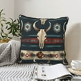 thumbnail image 2 of DouZhe Velvet Decorative Throw Pillow Covers Set of 2, Soft Square Cushion Cover with Invisible Zipper Vintage Ethnic Boho Bull Skulls Printing, 16"x16", 2 of 7