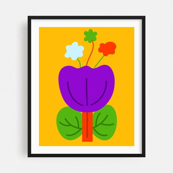 Vibrant Tones - India Illustration Abstract Modern Art Pop Art Floral Geometric Minimalist Black Framed Wall Art Print 8 x 10 inches