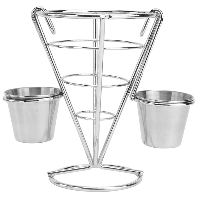 Soporte para palomitas de maíz, soporte para papas fritas, cesta de postres para restaurante, soporte para salsas y patatas fritas, utensilios de cocina cónicos de acero inoxidable.