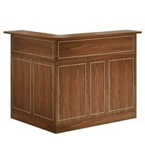 Resenkos L-Shaped Corner Bar Table, 4-Tier Cabinet with Stemware Racks, Mini Wine Bar for Home/Kitchen/Pub - Brown