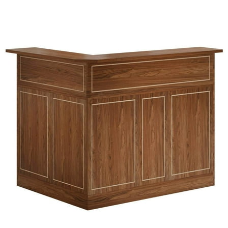 Resenkos L-Shaped Corner Bar Table, 4-Tier Cabinet with Stemware Racks, Mini Wine Bar for Home/Kitchen/Pub - Brown