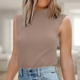 thumbnail image 2 of Sweaters For Women Autumn Round Neck Check Pocket Top Short Sleeved Sweater Knitted Camisole Women's Undershirt Cropped Pullover Slim Sleeveless Turtleneck Base Layer Womens Sweaters, 2 of 7