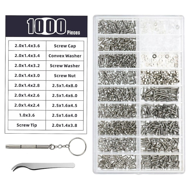 Juego de herramientas para reparación de anteojos de 1000 piezas, almohadillas nasales y tornillos surtidos
