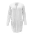 thumbnail image 4 of WFJCJPAF ! Pullover Sweaters for Women Hooded,Women's Fashion Solid Color Knitting Long Sleeve Pockets Cardigan Sweater Coat Tops - White XL, 4 of 5
