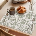 thumbnail image 3 of Pastoral Flowers Placemats Set of 2, Green Flower Vintage Linen Texture Non-Slip Place Mats Washable Table Mats for Kitchen Dining Table Decorations Indoor/Outdoor, 3 of 9