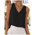 thumbnail image 2 of Women'S Crop Tank Tops Spring Summer Sleeveless V Neck Cropped Casual Beach Tops Shirts Black L, 2 of 7