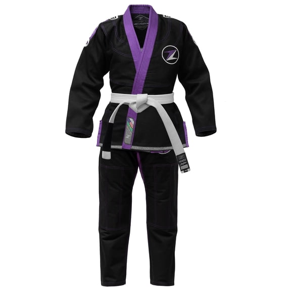 TRUESAGAUSA Premium BJJ Gi, Black with Purple Trim, Competition Kimono for Women (Black, F-3)