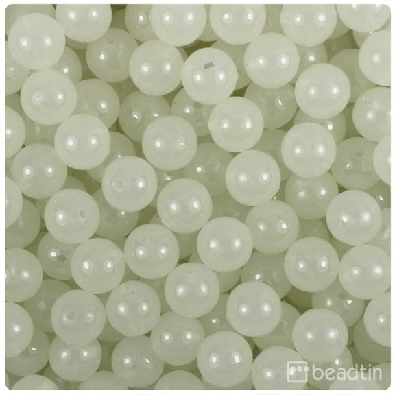 BeadTin Night Glow-in-the-Dark 10mm Round Plastic Beads (150pcs)