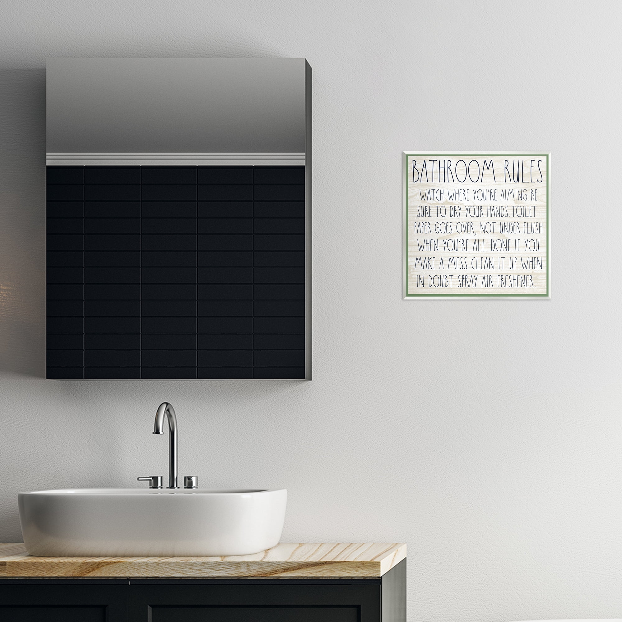 Stupell Industries Rustic Chic Bathroom Typography Painting Unframed Art Print Wall Art, 12 x 12