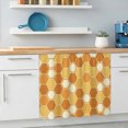 thumbnail image 6 of Orange Yellow Small Sink Skirt 10"Wx11"L,Dustproof Under Sink Curtain with Self Adhesive Tape,Farmhouse Abstract Geometric Hexagon Art Cabinet Curtain Cover for Bathroom Vanity,Kitchen Storage Shelf, 6 of 9