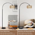 thumbnail image 2 of Floor Lamps for Living Room, Modern LED Boho Corner Lamp with Rattan & Fabric Shades, 3 Color Temperatures & Dimmable via Remote/App, Farmhouse Standing Lamp for Bedroom, Over Couch Reading Light, 2 of 9