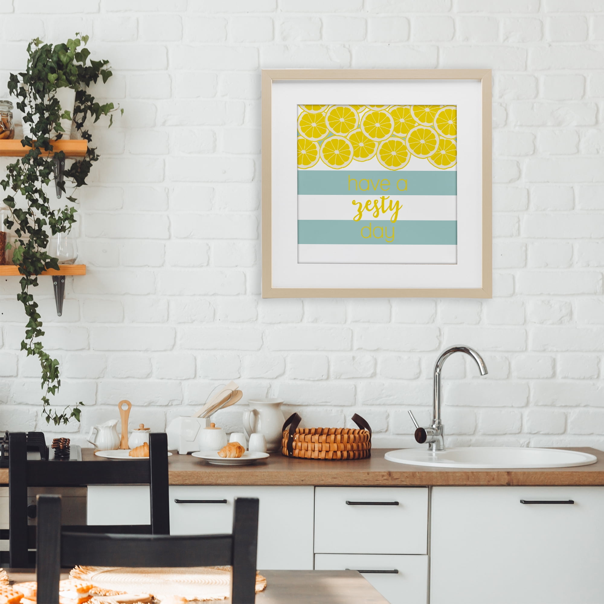 Stupell Industries Zesty Citrus with Stripes Birch Framed Print Under Glass, design by Anna Quach