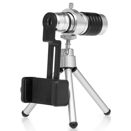 12x21 Mini Pocket Monocular Lightweight Aluminum Monocular Telescope Scope with Tripod and Smartphone Adapter