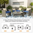 thumbnail image 5 of ELPOSUN 4-Piece Rattan Wicker Patio Furniture Set with Cushions and Tempered Glass Tabletop, Patio Conversation sets Navy Blue, 5 of 10
