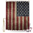 thumbnail image 2 of Vintage U.S. Flag Shower Curtain, 72" x 72", Red White Striped Star Independence Day Waterproof Bathroom Curtain Washable Shower Curtain Set with 12 Hooks, 2 of 9