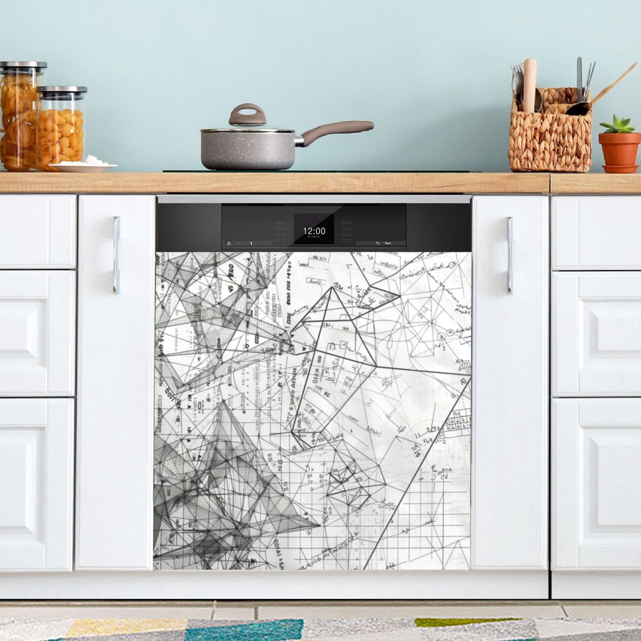 Dishwasher Magnetic Sticker 23x26 Inch Refrigerator Magnetic Sticker Washing Machine Magnetic Sticker Kitchen Panel Magnetic Sticker Home Decor Black Line Calculation Problem