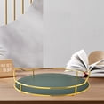 thumbnail image 6 of Gold Vanity Serving Tray Perfume Organizer Storage Platter Metal Handles Tealight Holder For Ornate Bathroom Dresser Countertop Wedding Gift dark green, 6 of 8