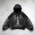 thumbnail image 3 of Sudadera con capucha estilo hip hop con estampado gráfico gótico retro para hombre y mujer, estilo grunge punk, informal, holgada, estilo urbano, Y2k, 3 of 5
