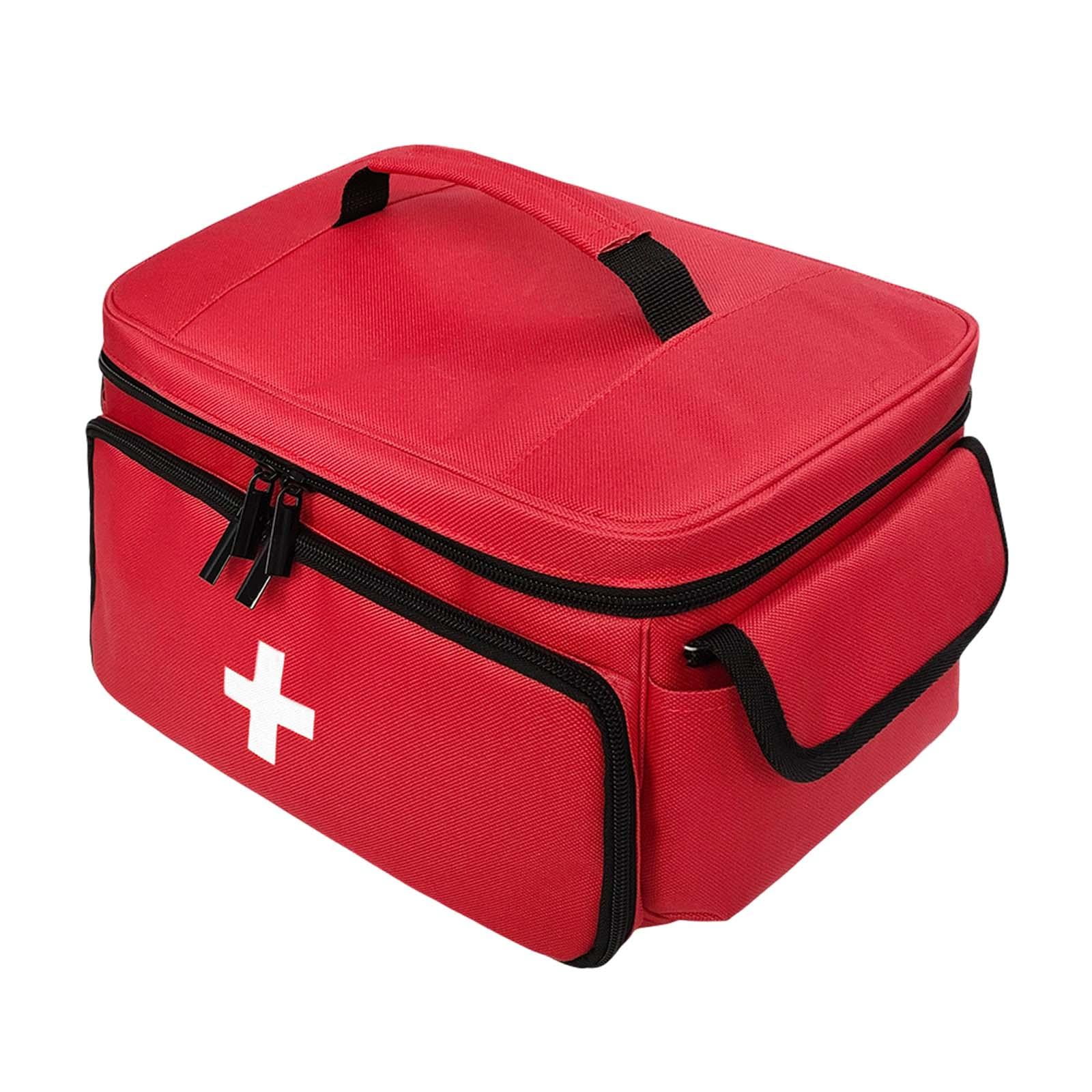 FITYLE Medical Storage Bag Travel First Aid Kits Bag Emergency Supplies First Aid Bag Bottle Organizer for Travel Workplace Car red