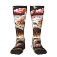 thumbnail image 1 of Fotbe Rose Floral Skull Calcetas Divertidas Estampadas para Hombre y Mujer, Calcetas de Algodón hasta la Rodilla para Caminar, Correr, Enfermería y Embarazo, 1 of 6