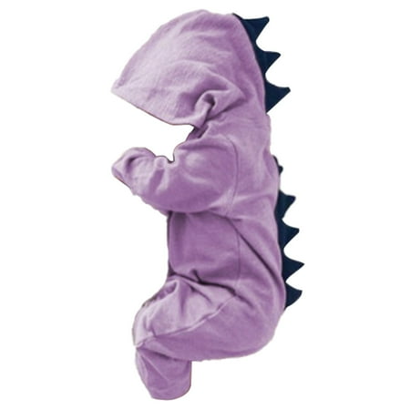 

YWLINK Toddler Kids Boys Girls Romper Plush Long Sleeve Dinosaur Hooded Bodysuit Solid Color Thermal Thick Jumpsuit
