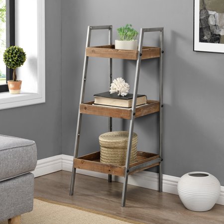 FirsTime & Co. Silver And Brown Garner 3-Tier Storage Shelf  Farmhouse  Metallic  Square Metal  13.5 x 13.5 x 34 in