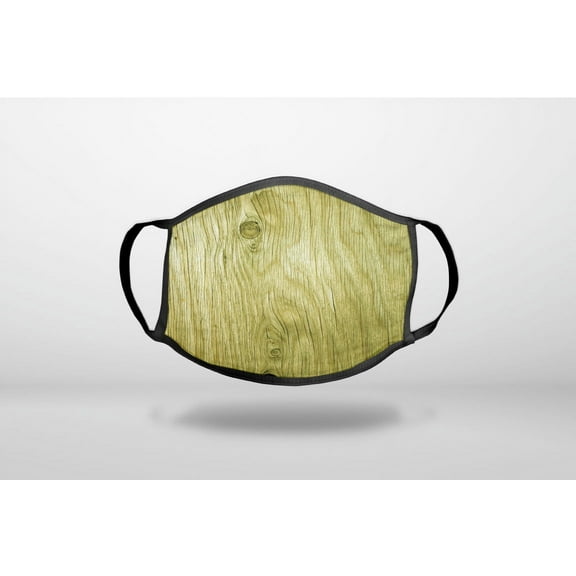 Yellow Weathered Wood Grain Print - 3-Ply Reusable Soft Cloth Face Covering, Unisex, Cotton Inner Layer