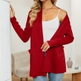 thumbnail image 4 of Resicozy Thin Cardigans for Women Casual Lightweight with Pocketes Solid Color Long Sleeve Open Front Cardigan Red S, 4 of 4
