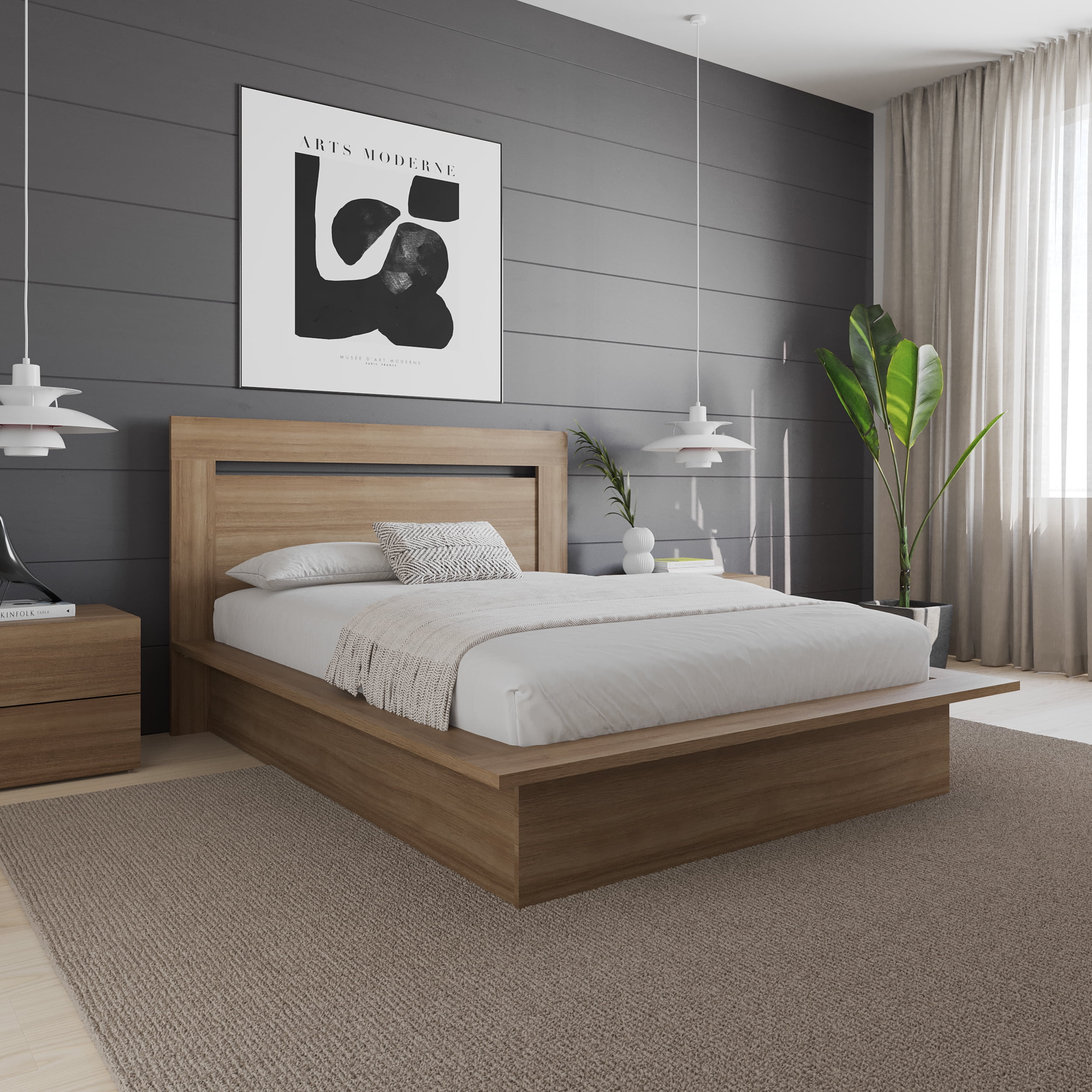 Nexera Malibu Full Size Headboard, Brown Oak