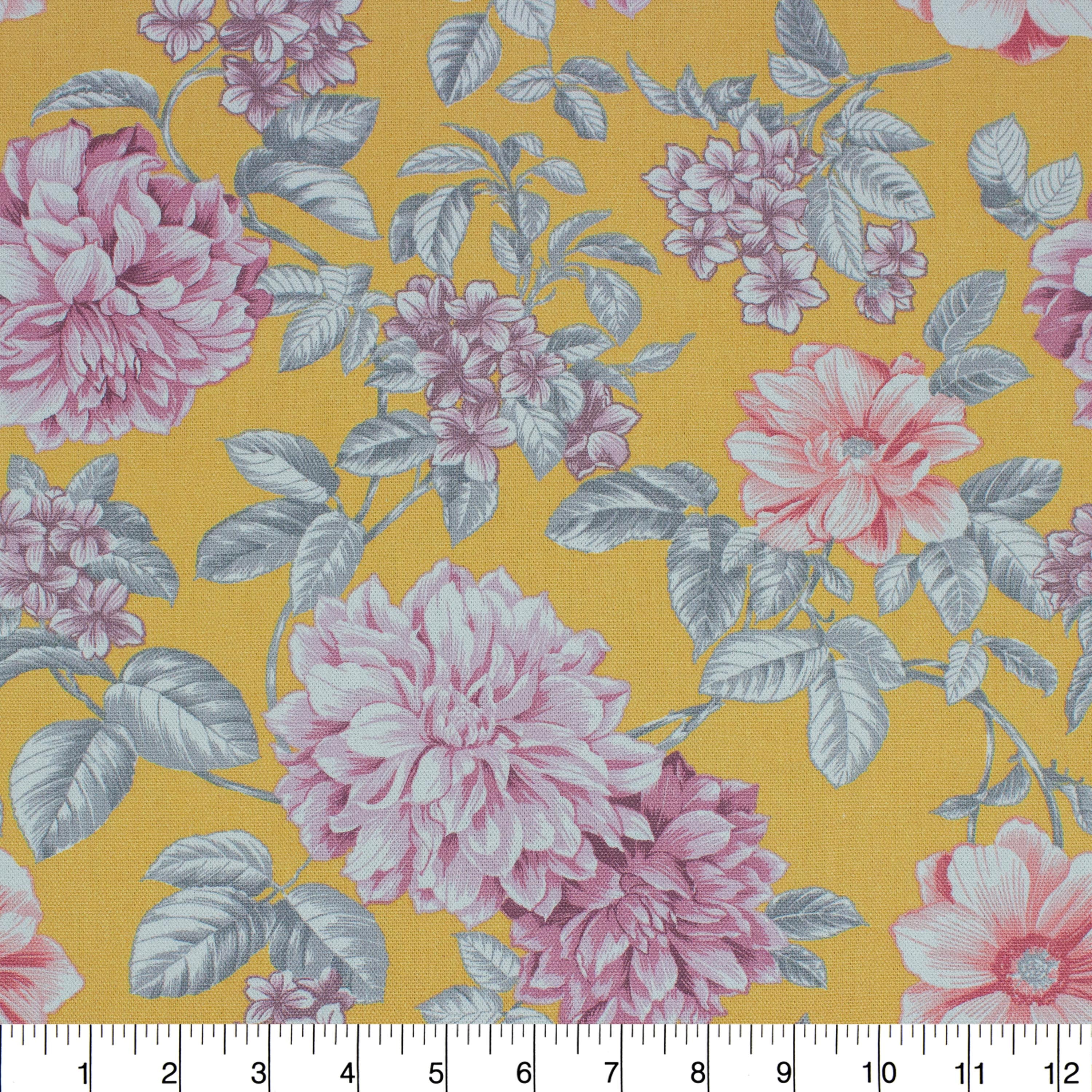 (2 pack) Better Homes & Gardens 100% Cotton Flower Garden Yellow, 2 Yard Precut Fabric