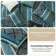Nanshing Markus 7 Piece Traditional Damask Comforter Set, Blue, California King