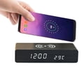 thumbnail image 4 of Wooden Alarm Clock, Decoration Wireless Charging Electronic White Light Wooden LED Clock 3 Brightness For Home ANGGREK No, 4 of 7