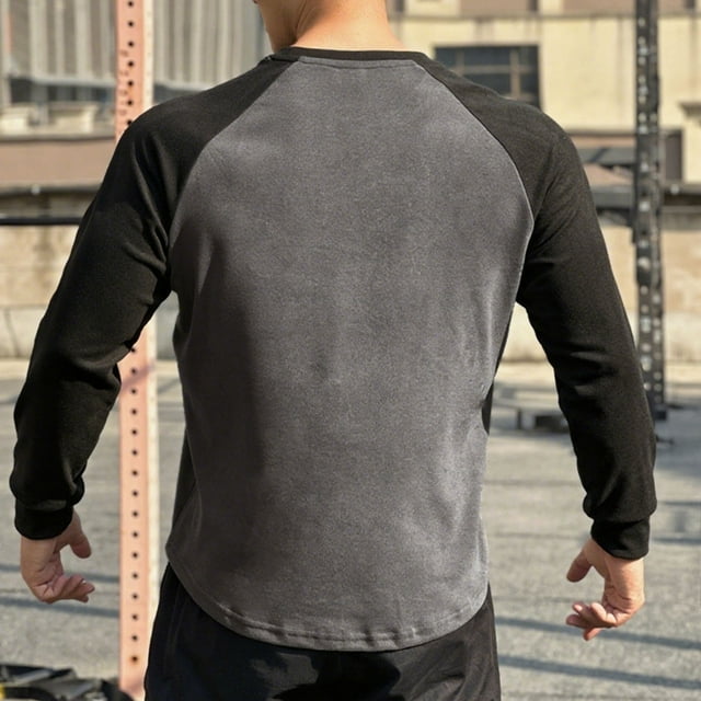 pstuiky camisas de manga larga para hombre, Suéter informal de moda para hombre, color liso, manga larga y cuello redondo. camisetas de hombre l