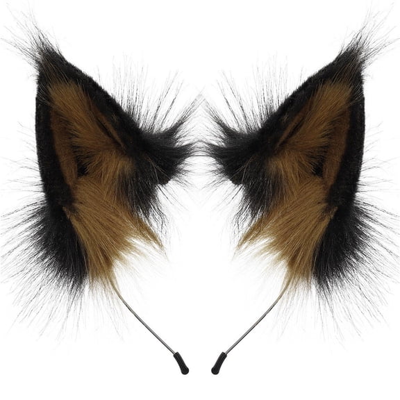 Slccxzc Fox Wolf Ears Shape Headband Handmade Furry Animal Ear Design Hairband Animal Hair Hoop Head Accessories