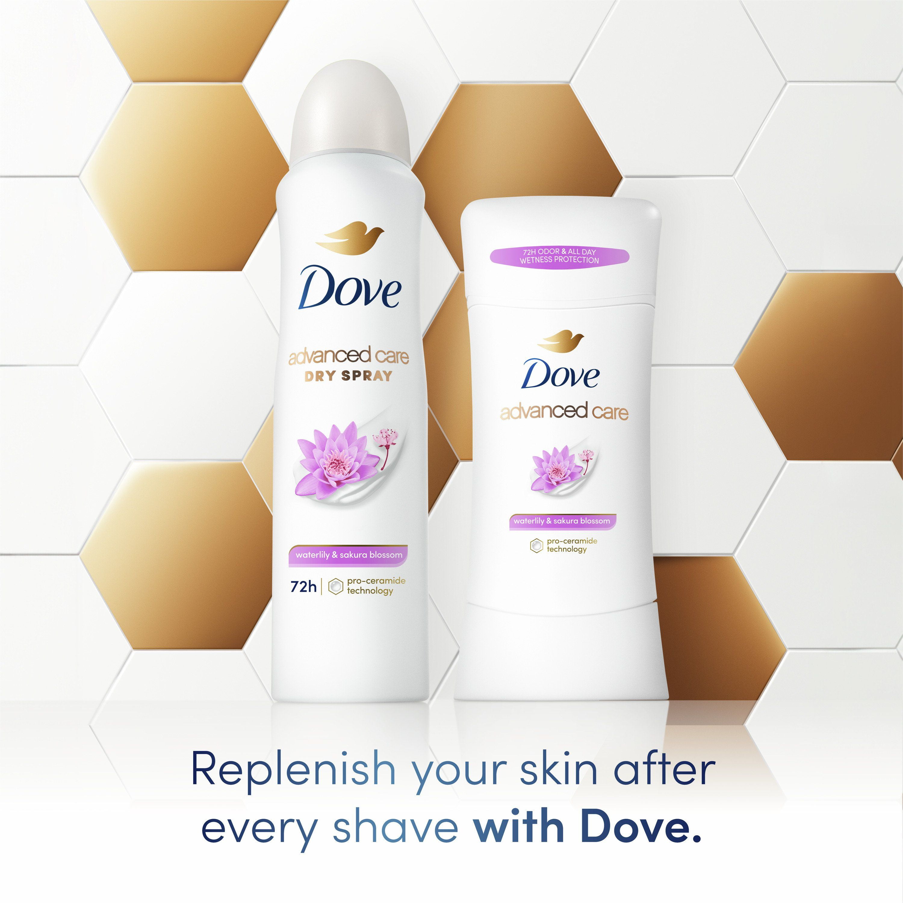 2 Pack - Dove Advanced Care Dry Spray Antiperspirant Deodorant - Waterlily & Sakura Blossom - 3.8 oz Packaging may vary
