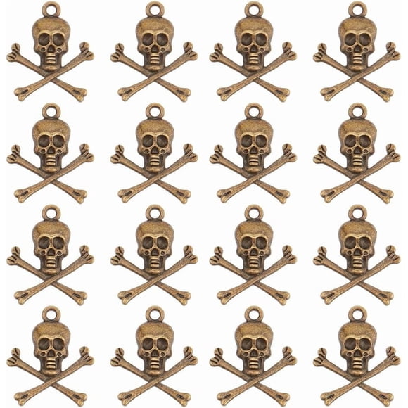 100pcs Tibetan Charms Head Charms Pirate Style Pendant Crossbone Charms for Earring Bracelet Necklace Jewelry Making DIY Crafts