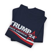 Trump 2024 Save America T-Shirt Patriotic Campaign maga USA Flag Unisex Tee - Navy / S