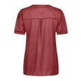 thumbnail image 3 of Summer Tunic Tops for Women V Neck Solid Color Short Sleeve T Shirts Casual Loose Fit Comfy Going out Blouses Tee Ladies Clothes, 3 of 4