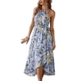 thumbnail image 3 of Vestido con cordones, vestido con estampado floral, vestido sin mangas de poliéster con estampado floral, diseño elevado, 3 of 9