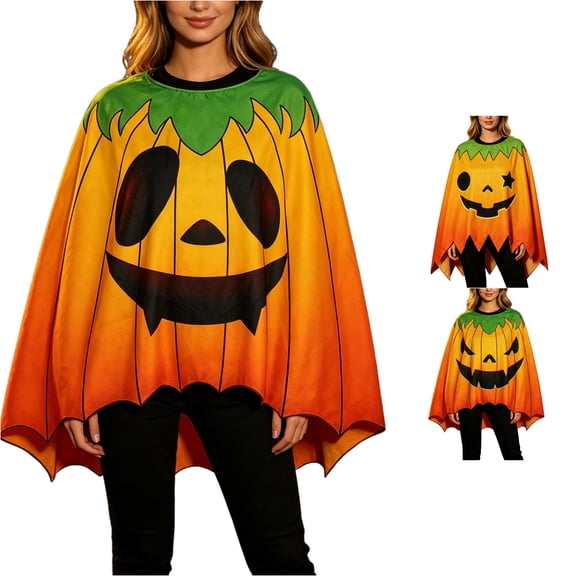 DHFJKG Women Ghost Poncho Halloween, Pumpkin Poncho For Women, Spooky Halloween Party Accessory