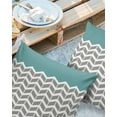 thumbnail image 2 of Pack of 2 Outdoor Pillow Covers, Modern Geometric Zig Zag Turquoise Pattern Waterproof Square Throw Pillowcase Cushion Decorative Pillow Covers for Couch Patio Tent, 26x26 in, 2 of 6