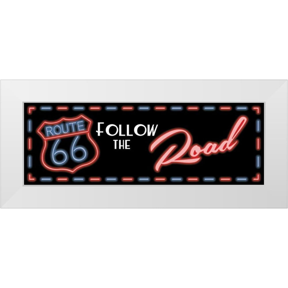 Grey, Jace 14x7 White Modern Wood Framed Museum Art Print Titled - Neon  Route 66