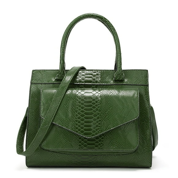 Vintage Women Snakeskin Grain Oil Leather Handbag Large Capacity Crossbody Shoulder Bag Pusrse