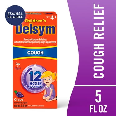 Delsym Children’s 12 hour Cough Relief  Suppressing Medicine Liquids, Grape Flavor, 5 fl oz