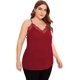 thumbnail image 4 of Camisola sin mangas con escote en V y ribete de encaje con tirantes finos para mujer, 4 of 6